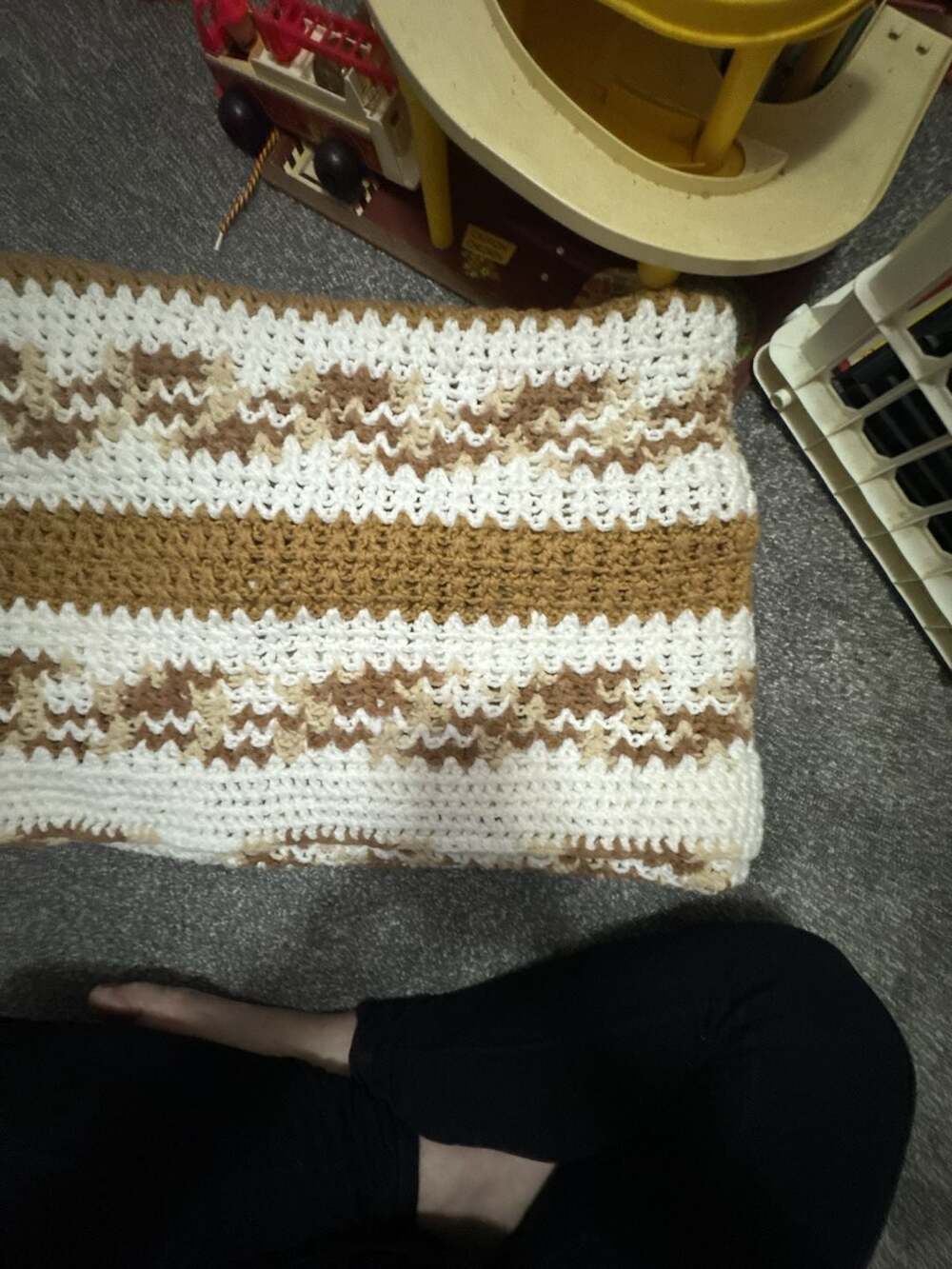 Handmade Crocheted Striped Throw Blanket 58x72